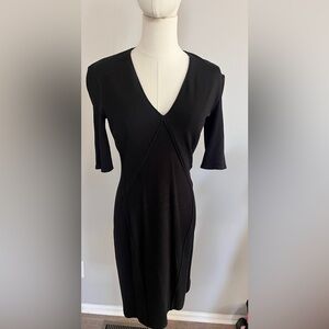 Helmut Lang for intermix Black V-Neck Midi Dress with Seam Detailing cutout